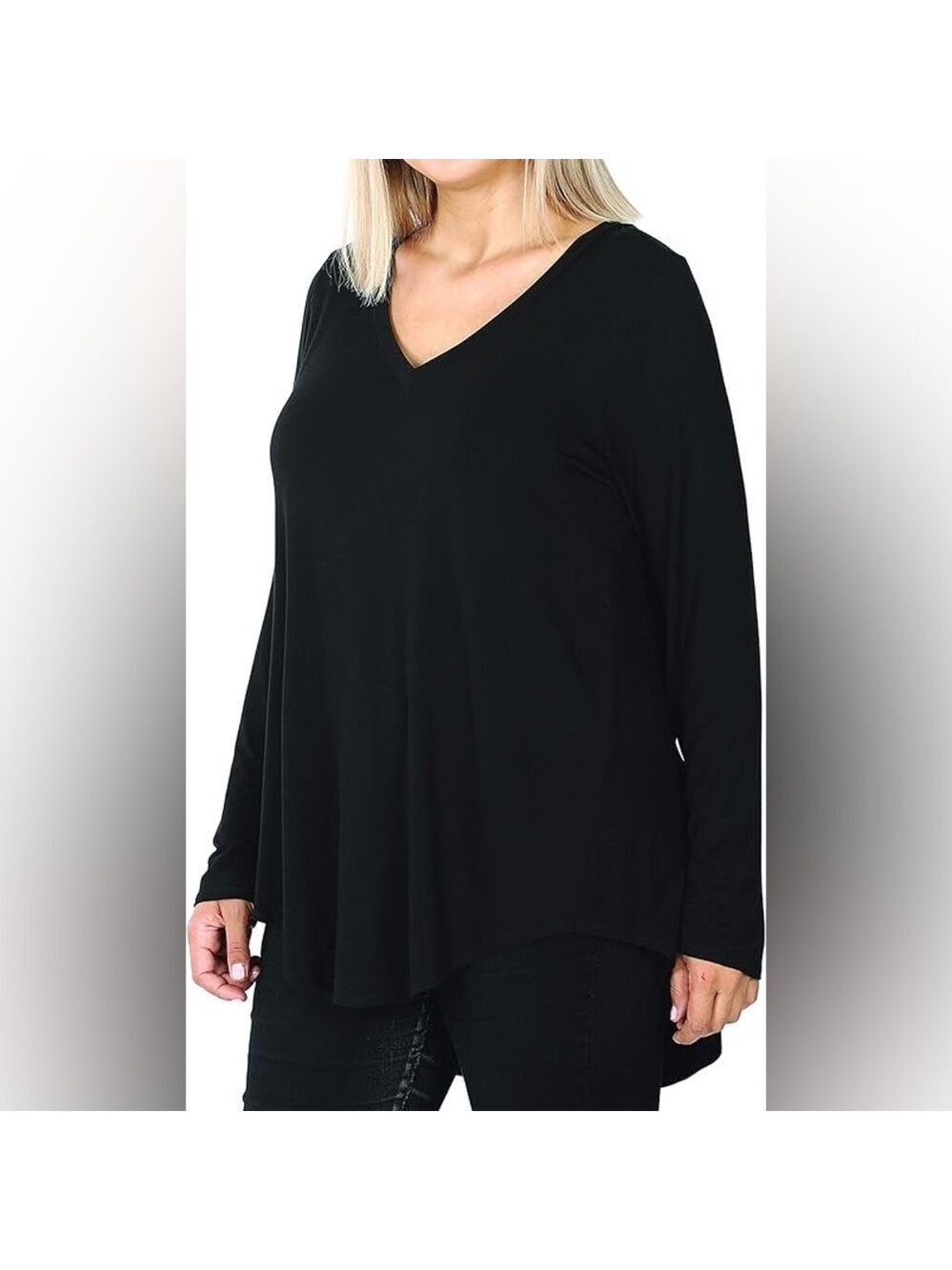 Zenana Outfitters Black V-Neck Long Sleeve Top